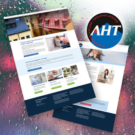 Collage av webbplats för AHT Avfuktningsteknik